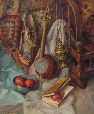 Armenian still-life with a holy vessel (Still Life With Armenian Carpet). Khachatryan Meruzhan