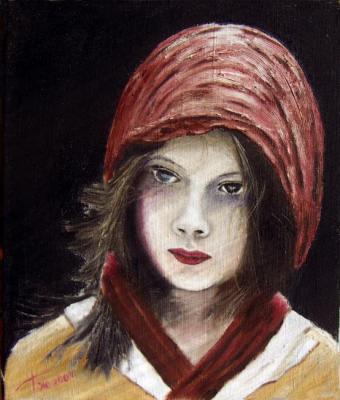 Girl in a red cape. Zhadko Grigory