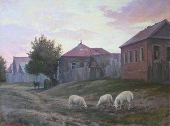 Sunset in the village. Soldatenko Andrey