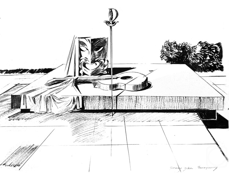 Vrublevski Yuri. Sketch for the gravestone of Vladimir Vysotsky