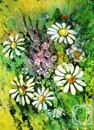 Букет полевых цветов» батик Антиповой Елены (шелк) — купить на ArtNow.ru