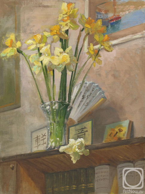 Goncharova Katherina. A Still life with Lent Lilies and a Painting