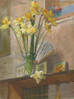 A Still life with Lent Lilies and a Painting. Goncharova Katherina