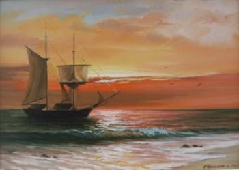 Sunset, sailboat. Chernyshev Andrei