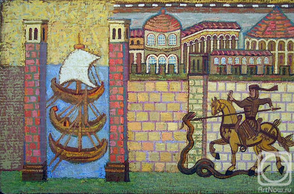 Yudaev-Racei Yuri. Saint Georgy and dragon. Color Study (detail)