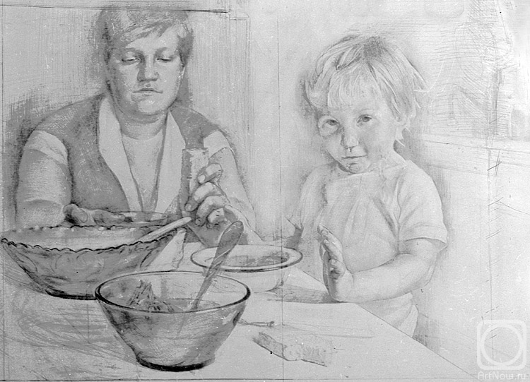 Yudaev-Racei Yuri. Family (preparatory drawing to the picture)