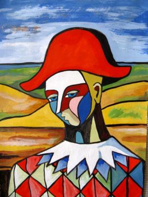 Harlequin in Red Hat