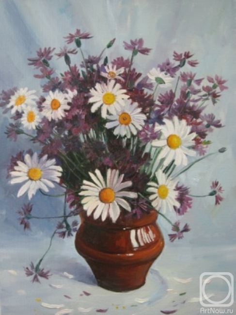Chernyshev Andrei. Bouquet of chamomile, cornflower