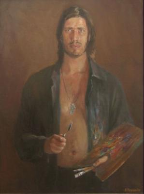 Self-portrait with palette. Tevtoradze Aleksandr