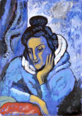Portrait of Woman in Blue Dress. Ixygon Sergei