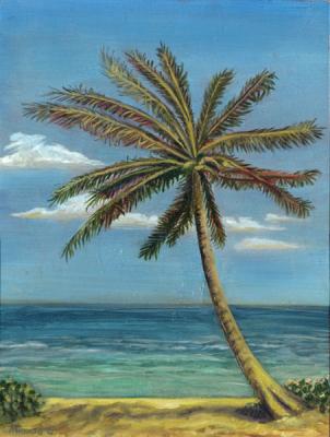 Tropical Landscape with a Palm-tree. Minkov Sergey