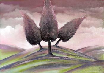 Three poplars on the hill))