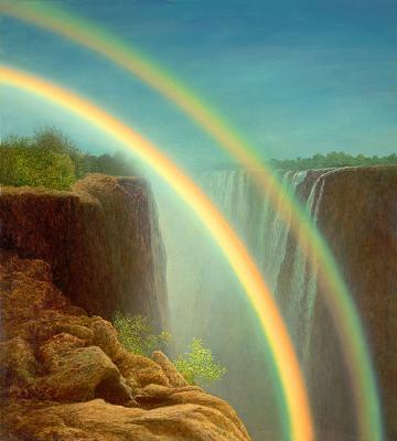 Rainbow in the waterfall (giclee). Koryagin Gennady