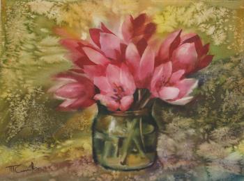 Favorite crocuses in a banal jar