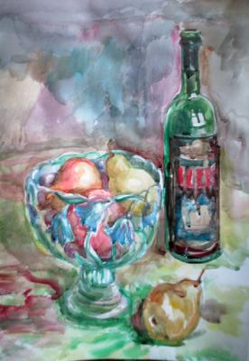 Still life with colored glass. Kruppa Natalia