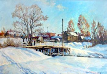 Soft winter. The new bridge in village Fateevo. Fedorenkov Yury