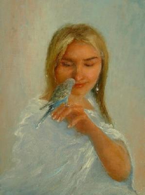 Girl with a parrot. Lokotko Alexey