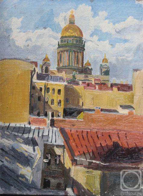 Lebedev Denis. View of St. Isaac's Cathedral from the roof