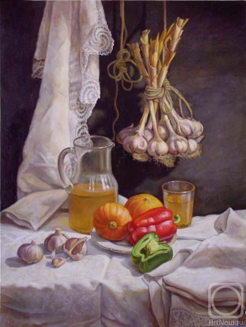 Shumakova Elena. Still life with garlic