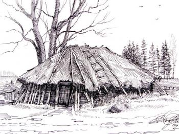 Old barn (A Straw Roof). Ermilov Vladimir