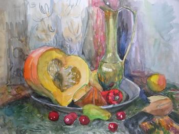 Still life sketch with pumpkin