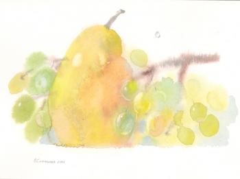 Pear and golden grapes