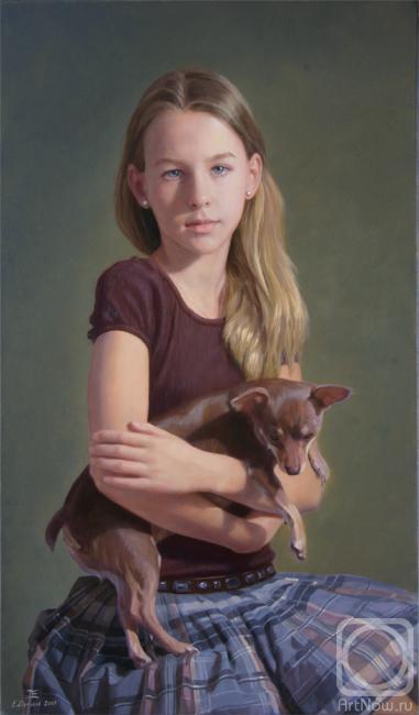 Demakov Evgeny. Portrait of a girl with a dog