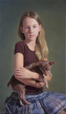 Portrait of a girl with a dog. Demakov Evgeny