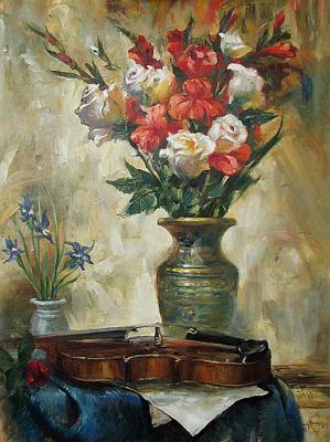Flowers and violin. Rozhansky Anatoliy