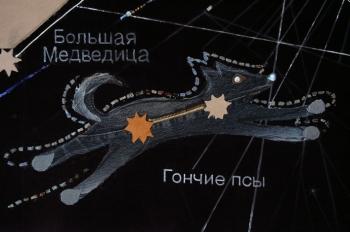 Map of constellations of small children. The project design of walls in children's entertainment center of the Cosmos" (fragment). Lutokhina Ekaterina