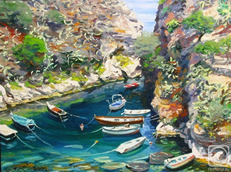 Ershov Vladimir. B24. Boats in the rocks. Taormina