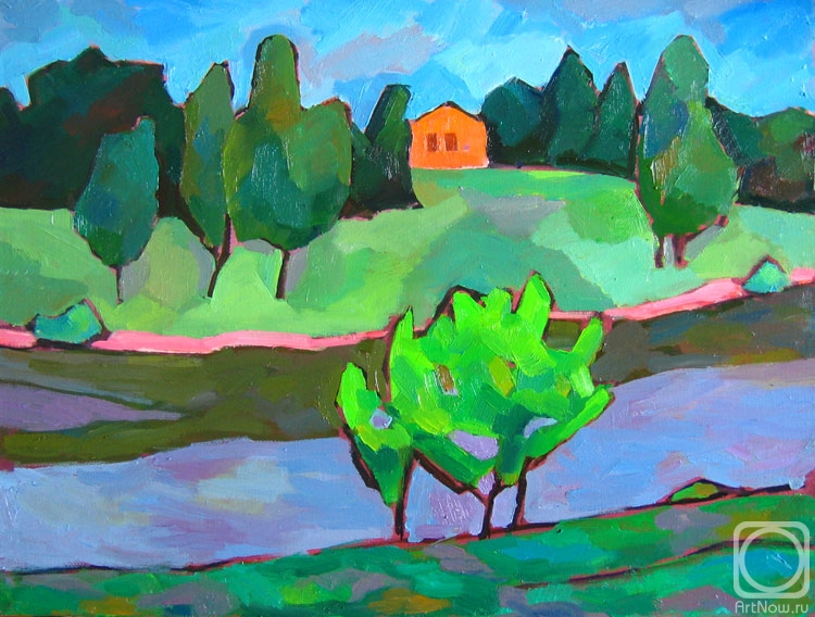 Alekseev Vladimir. Landscape with an orange small house