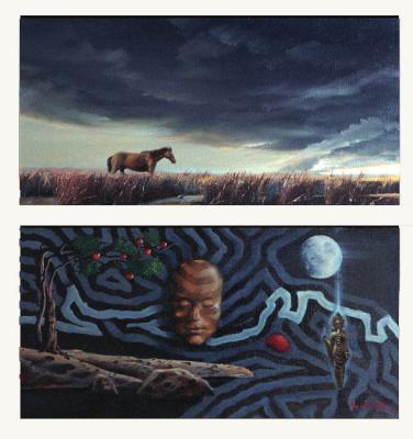 A brooding horse. Line of Destiny (diptych)