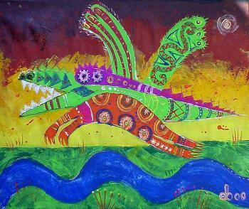 There crocodiles dive into the Nilchiki...