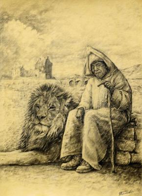 Old man and lion. Pechorin Alan