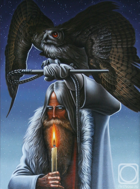 Epifanov Pavel. Copy of Konstantin Vasilyev Man with an Eagle-Owl (1976). Detail