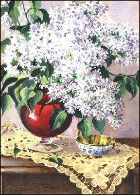 Still life with white lilacs
