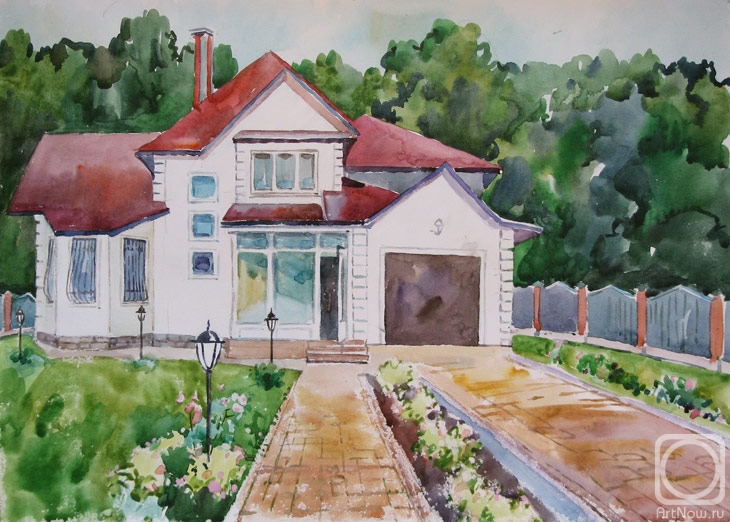 Загородный дом» картина Жуковой Юлии (бумага, акварель) — купить на  ArtNow.ru