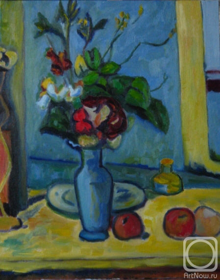 Gvozdetskaya Irina. Blue vase. Cezanne (free copy)