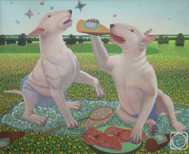 Avetisyan Arman. Bull terriers on a lawn