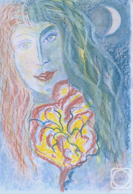 Larskaya Nataliya. Portrait with a month and a flower