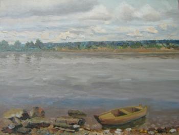Landscape with a boat on the Kama. Chernyy Alexandr