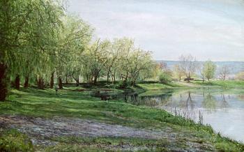 The willows around the lake of town's park. Town Zheleznovodsk. Poltavsky Aleksandr