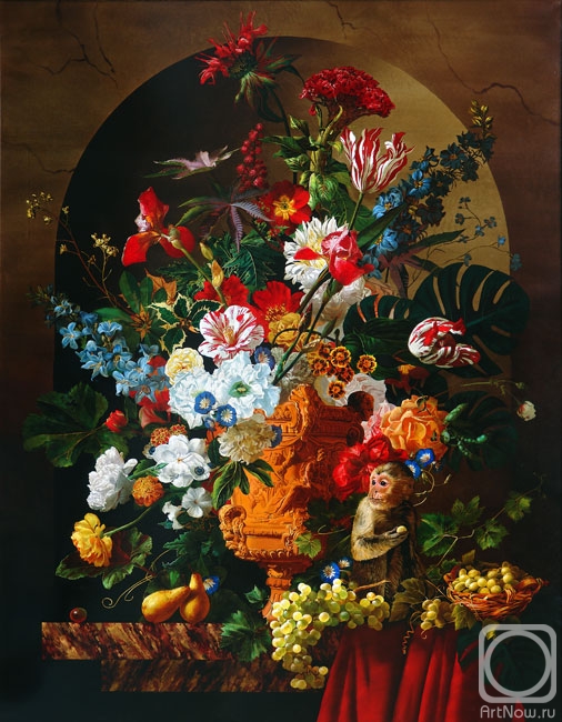 Golovin Alexey. Still Life With Monkey, Fruits and Flowers