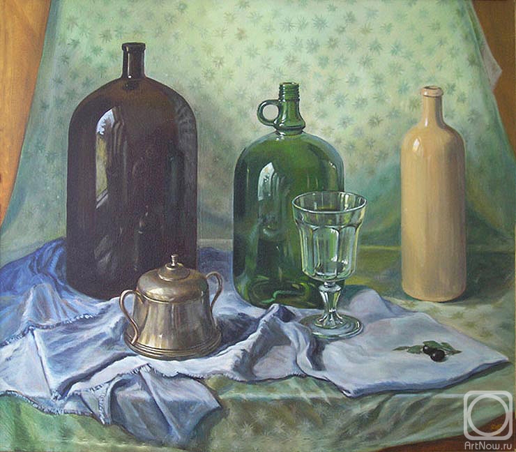 Budaeva Darima. Still-life with bottles