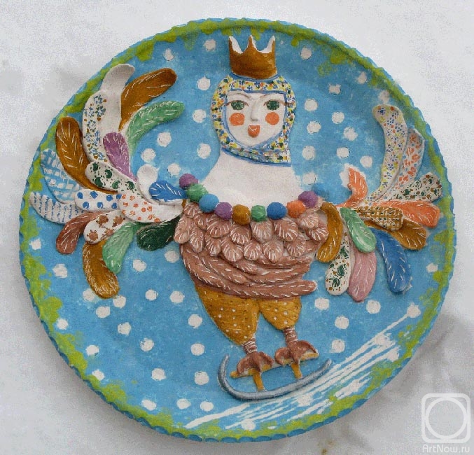 Amelkova Ninel. Plate on a wall a bird Sirin