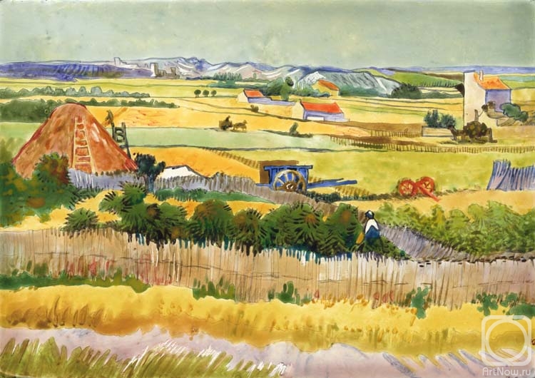 Goncharova Katherina. A Copy of Van Gog's "Field"