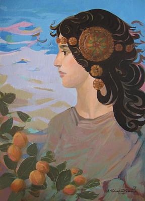 Girl with apricots. Kharazian Artur