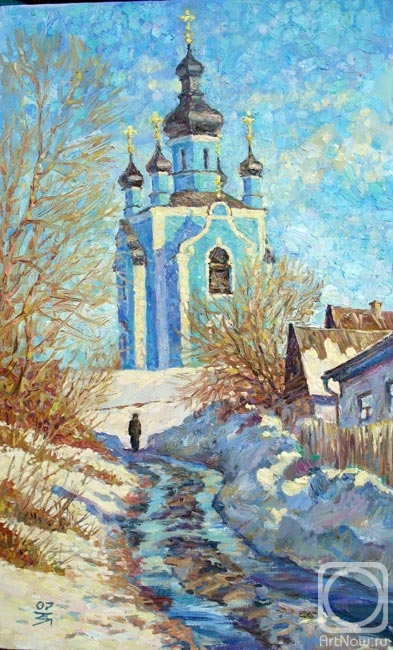 Zolotarev Leonid. March Creeks. Church in Honor of the Icon of the Mother of God in the village of Bogorodichnoye