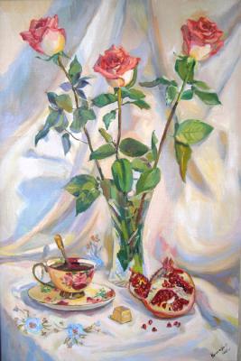 Roses and pomegranate (Saucers). Chernysheva Marina